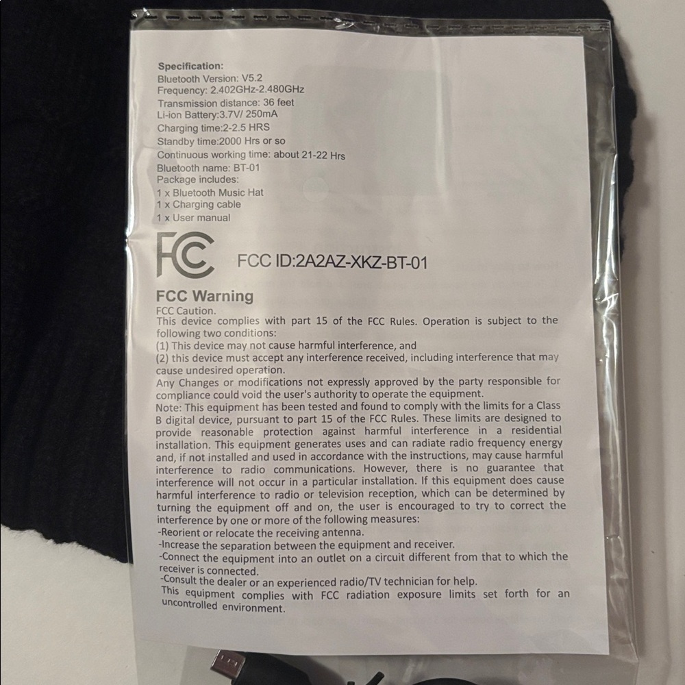 Xikezan | Black Knit Bluetooth Speaker Beanie Cap | Exercise Sports Outdoors NWT - Picture 5 of 15